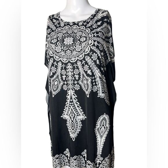 CristinaLove Boho Mandala Tunic Dress Black and White Size Small - Picture 2 of 6